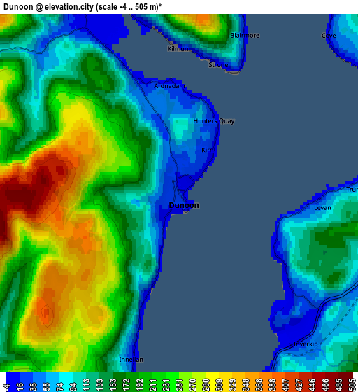 Zoom OUT 2x Dunoon, United Kingdom elevation map