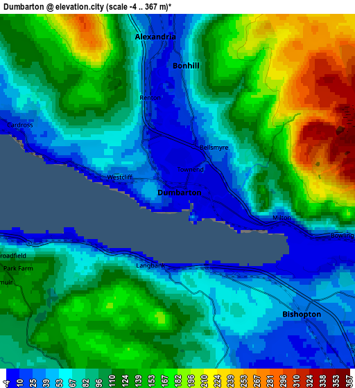 Zoom OUT 2x Dumbarton, United Kingdom elevation map