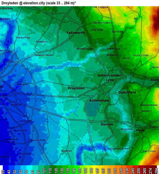 Zoom OUT 2x Droylsden, United Kingdom elevation map