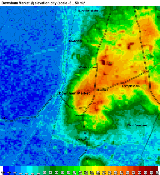 Zoom OUT 2x Downham Market, United Kingdom elevation map