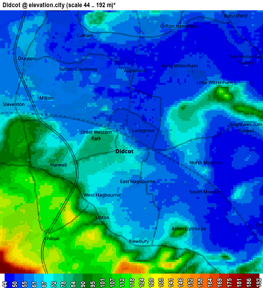 Zoom OUT 2x Didcot, United Kingdom elevation map