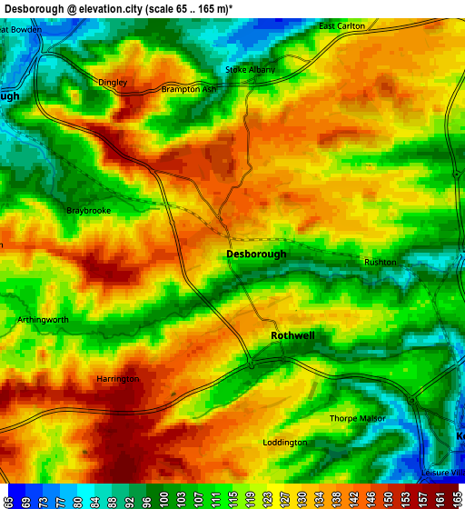 Zoom OUT 2x Desborough, United Kingdom elevation map