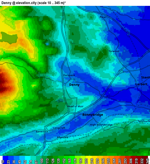 Zoom OUT 2x Denny, United Kingdom elevation map