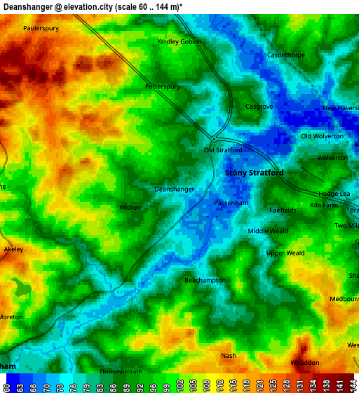 Zoom OUT 2x Deanshanger, United Kingdom elevation map