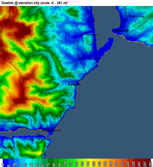 Zoom OUT 2x Dawlish, United Kingdom elevation map