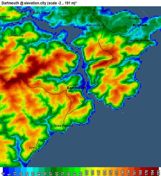 Zoom OUT 2x Dartmouth, United Kingdom elevation map