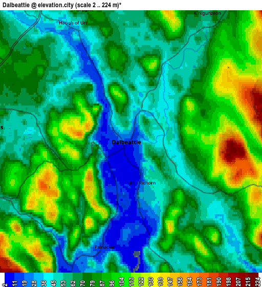 Zoom OUT 2x Dalbeattie, United Kingdom elevation map