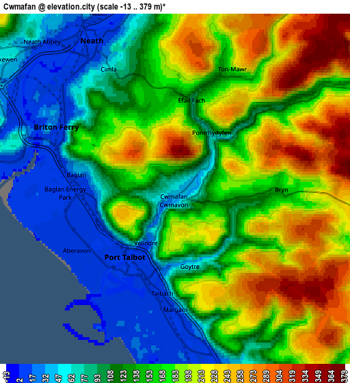 Zoom OUT 2x Cwmafan, United Kingdom elevation map