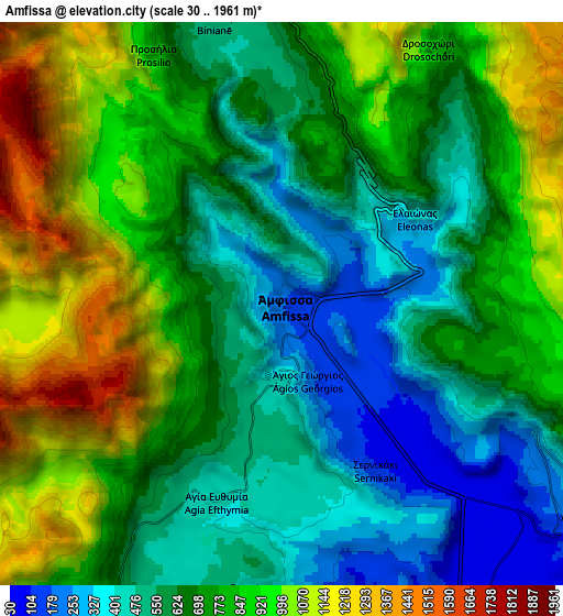 Zoom OUT 2x Ámfissa, Greece elevation map