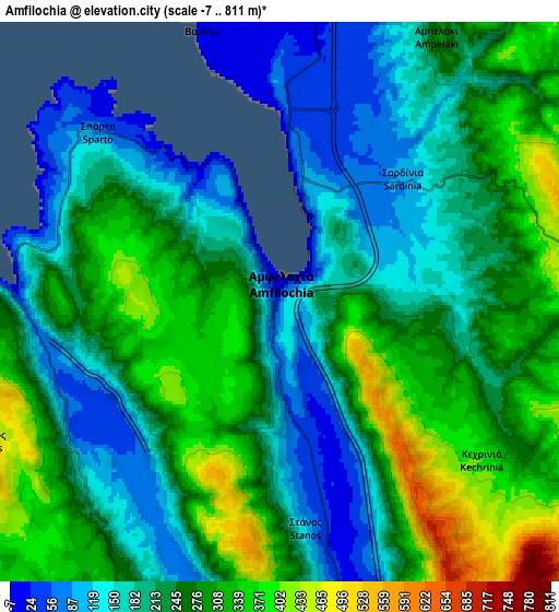Zoom OUT 2x Amfilochía, Greece elevation map
