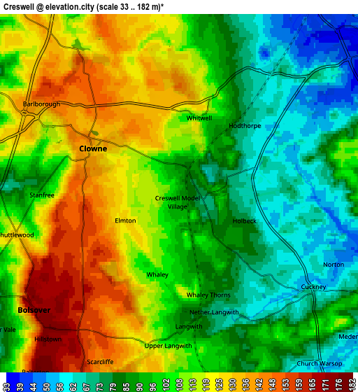Zoom OUT 2x Creswell, United Kingdom elevation map