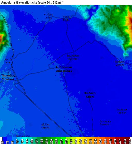 Zoom OUT 2x Ampelóna, Greece elevation map