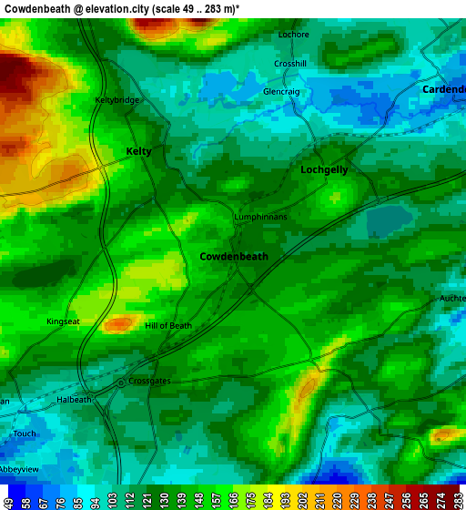 Zoom OUT 2x Cowdenbeath, United Kingdom elevation map