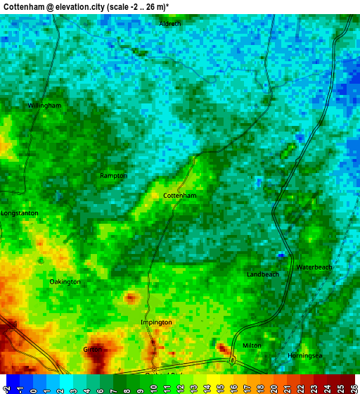 Zoom OUT 2x Cottenham, United Kingdom elevation map