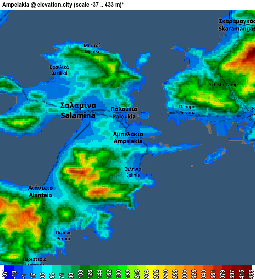 Zoom OUT 2x Ampelákia, Greece elevation map