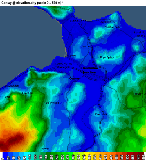 Zoom OUT 2x Conwy, United Kingdom elevation map