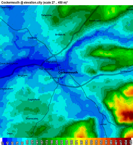 Zoom OUT 2x Cockermouth, United Kingdom elevation map