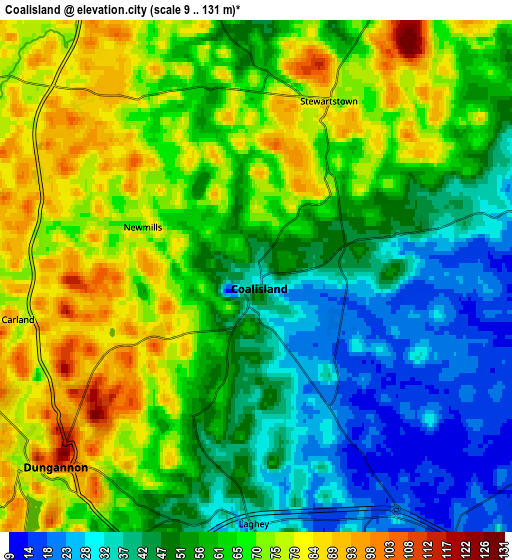 Zoom OUT 2x Coalisland, United Kingdom elevation map