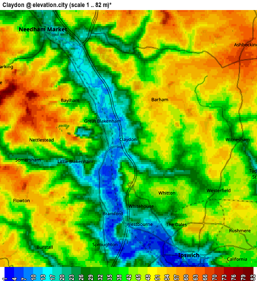 Zoom OUT 2x Claydon, United Kingdom elevation map