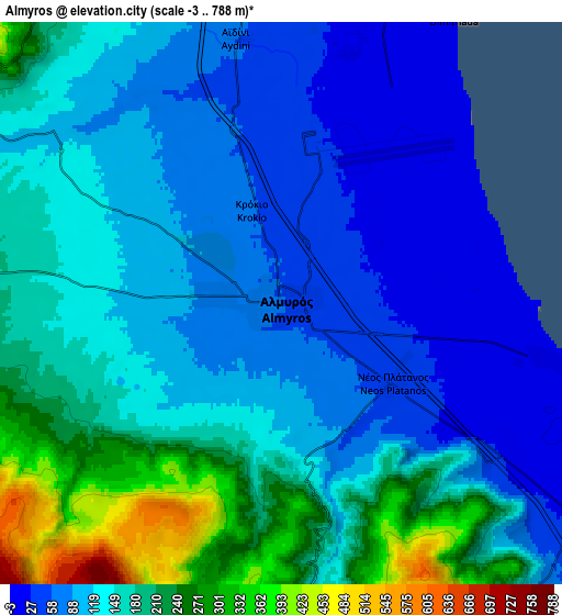 Zoom OUT 2x Almyrós, Greece elevation map