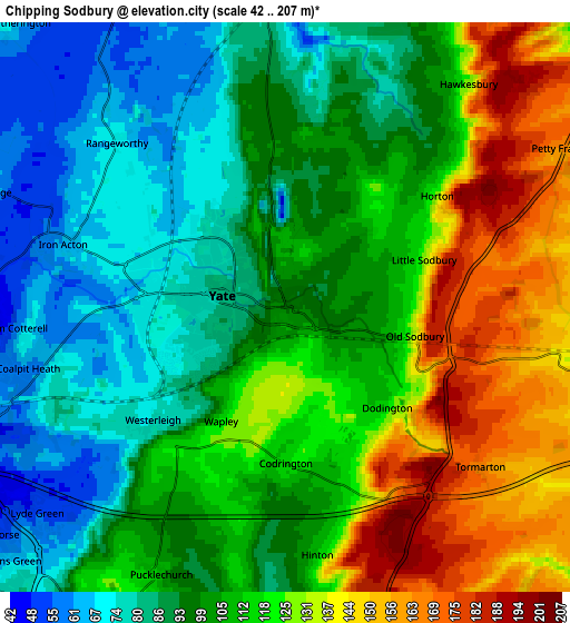 Zoom OUT 2x Chipping Sodbury, United Kingdom elevation map