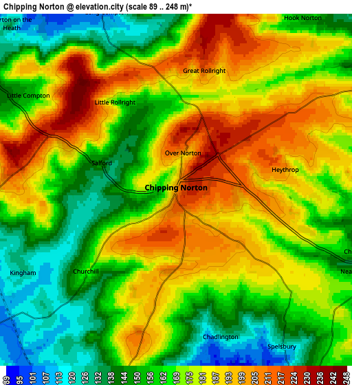 Zoom OUT 2x Chipping Norton, United Kingdom elevation map