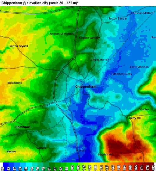 Zoom OUT 2x Chippenham, United Kingdom elevation map