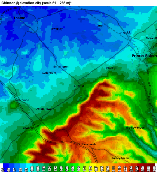 Zoom OUT 2x Chinnor, United Kingdom elevation map