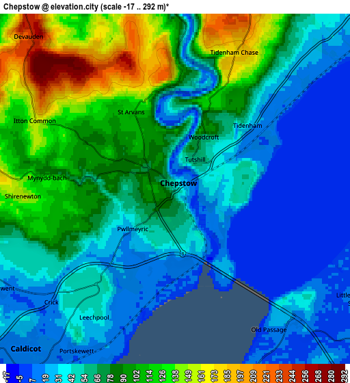 Zoom OUT 2x Chepstow, United Kingdom elevation map