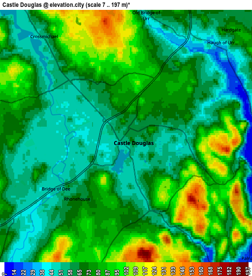 Zoom OUT 2x Castle Douglas, United Kingdom elevation map