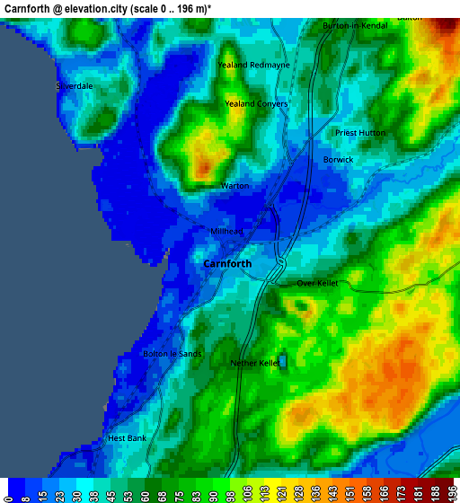Zoom OUT 2x Carnforth, United Kingdom elevation map