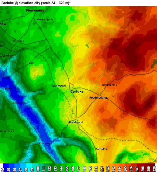 Zoom OUT 2x Carluke, United Kingdom elevation map