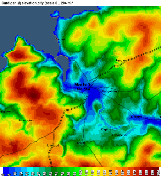 Zoom OUT 2x Cardigan, United Kingdom elevation map