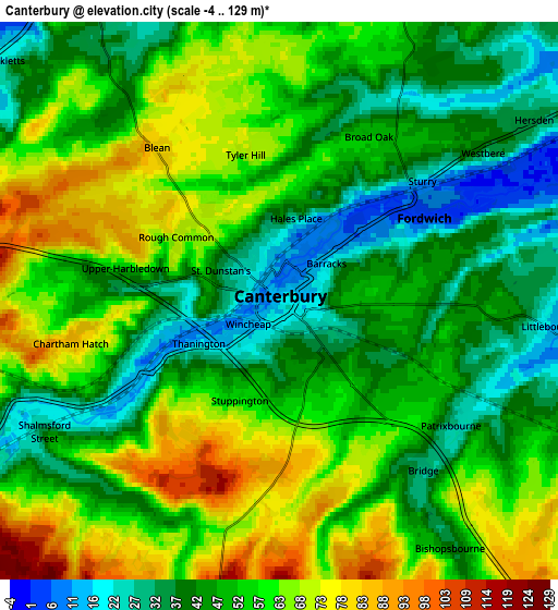 Zoom OUT 2x Canterbury, United Kingdom elevation map