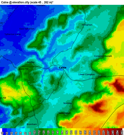 Zoom OUT 2x Calne, United Kingdom elevation map