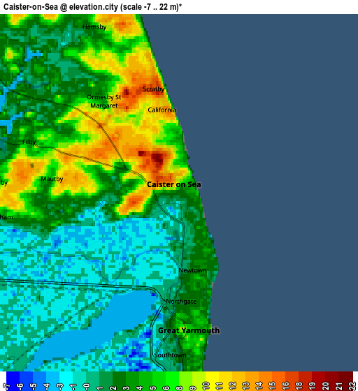 Zoom OUT 2x Caister-on-Sea, United Kingdom elevation map
