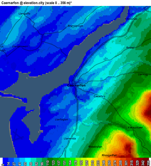Zoom OUT 2x Caernarfon, United Kingdom elevation map