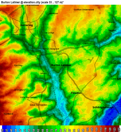 Zoom OUT 2x Burton Latimer, United Kingdom elevation map