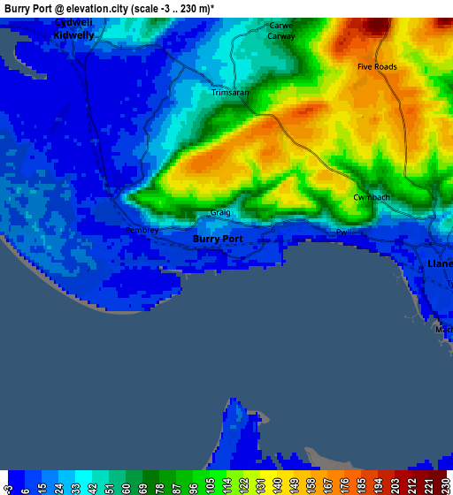 Zoom OUT 2x Burry Port, United Kingdom elevation map