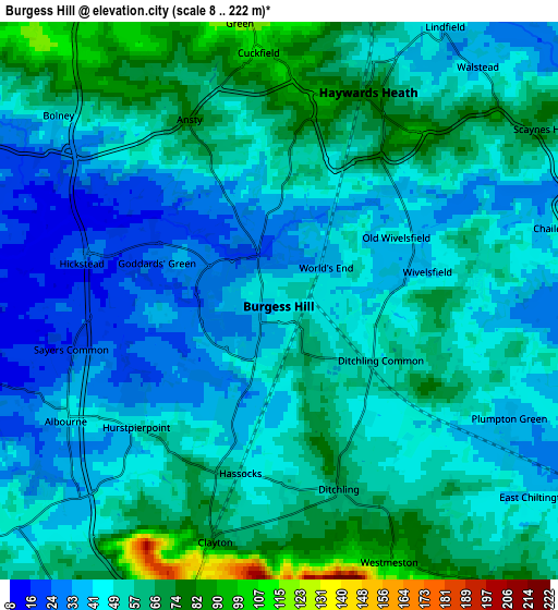 Zoom OUT 2x Burgess Hill, United Kingdom elevation map