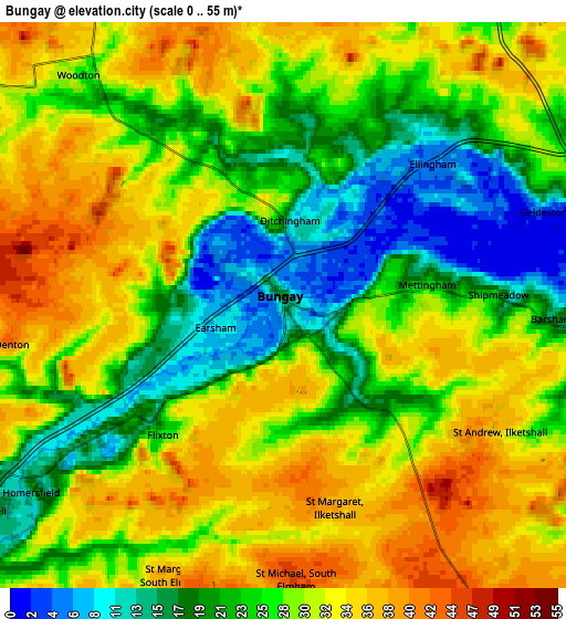 Zoom OUT 2x Bungay, United Kingdom elevation map