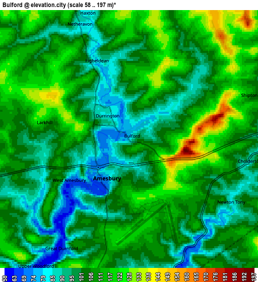 Zoom OUT 2x Bulford, United Kingdom elevation map