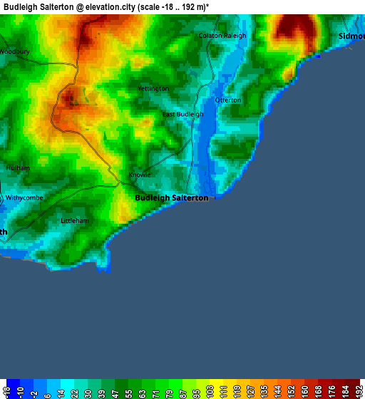 Zoom OUT 2x Budleigh Salterton, United Kingdom elevation map