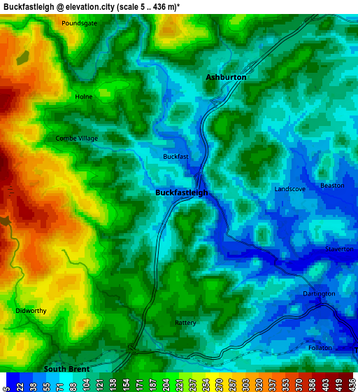 Zoom OUT 2x Buckfastleigh, United Kingdom elevation map