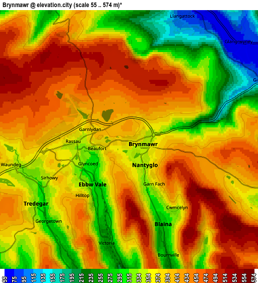 Zoom OUT 2x Brynmawr, United Kingdom elevation map