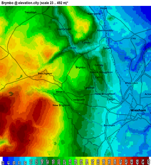 Zoom OUT 2x Brymbo, United Kingdom elevation map