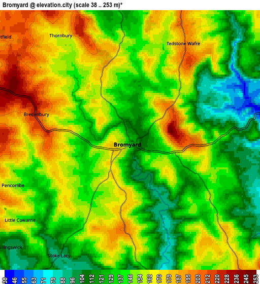 Zoom OUT 2x Bromyard, United Kingdom elevation map