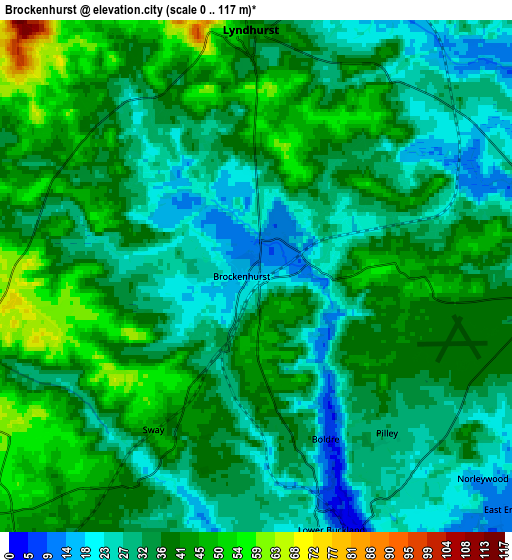 Zoom OUT 2x Brockenhurst, United Kingdom elevation map