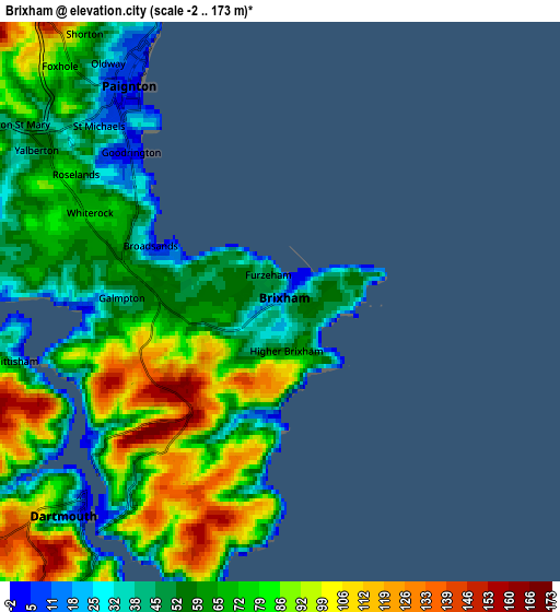 Zoom OUT 2x Brixham, United Kingdom elevation map