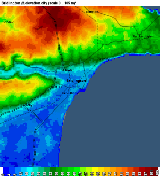 Zoom OUT 2x Bridlington, United Kingdom elevation map